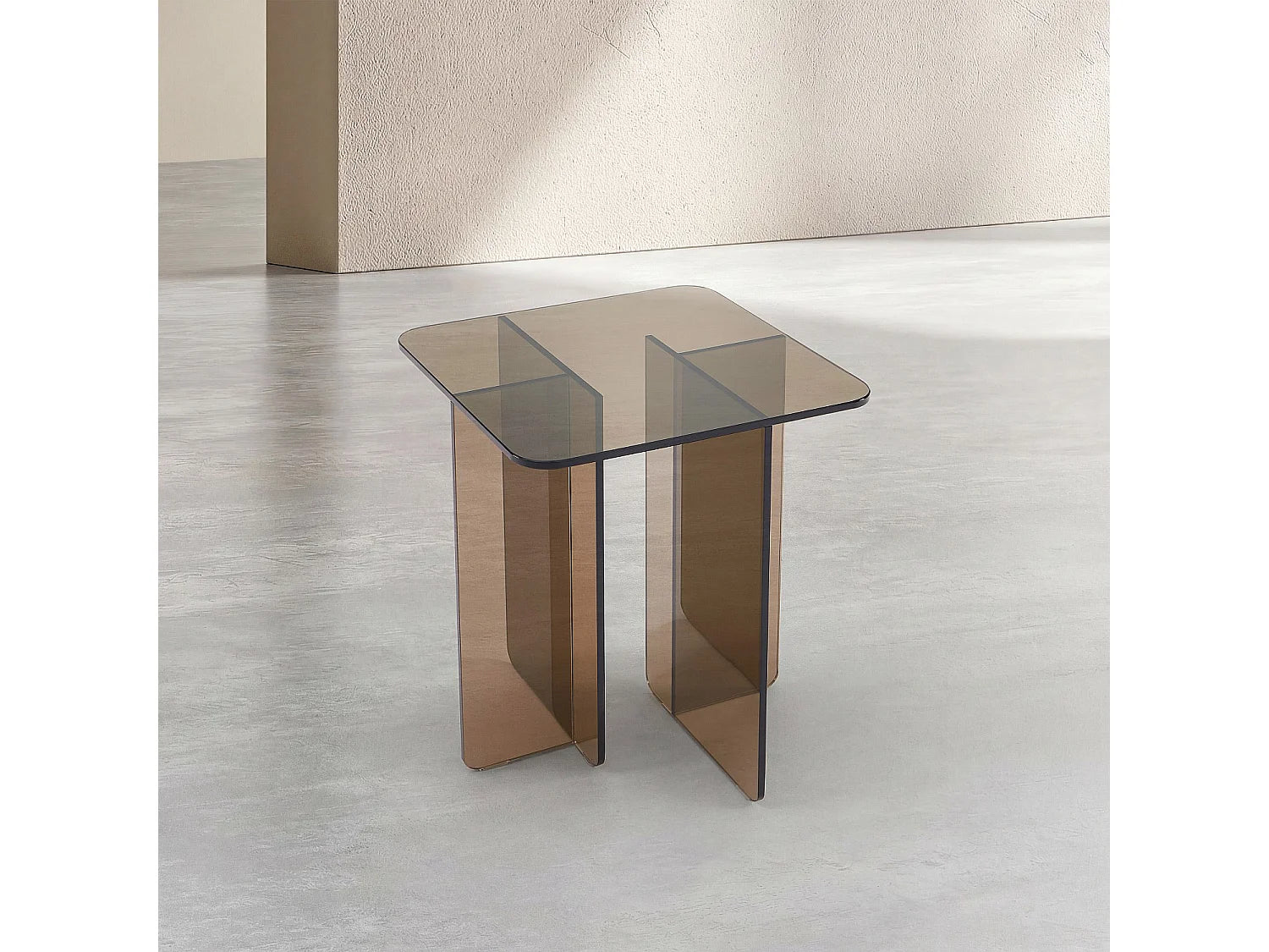 Bout de canapé verre trempé brun cendré – CENDRE
