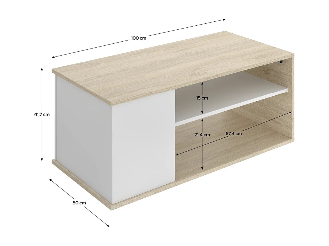 Bout de canapé rectangulaire chêne et blanc – ELEVO