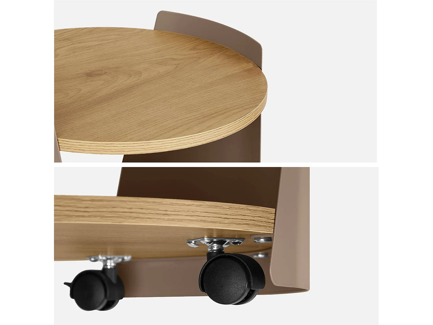 Bout de canapé métal courbé décor bois marron – VOLTA