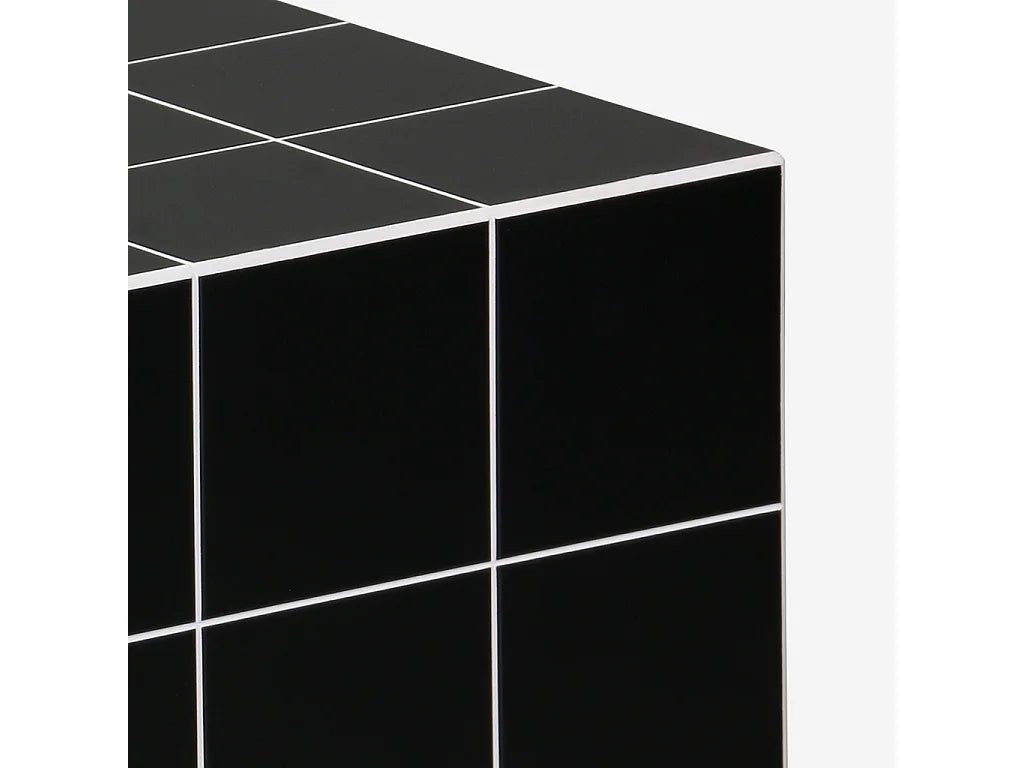 Bout de canapé cube noir imitation carreaux ciment – TERRAZ