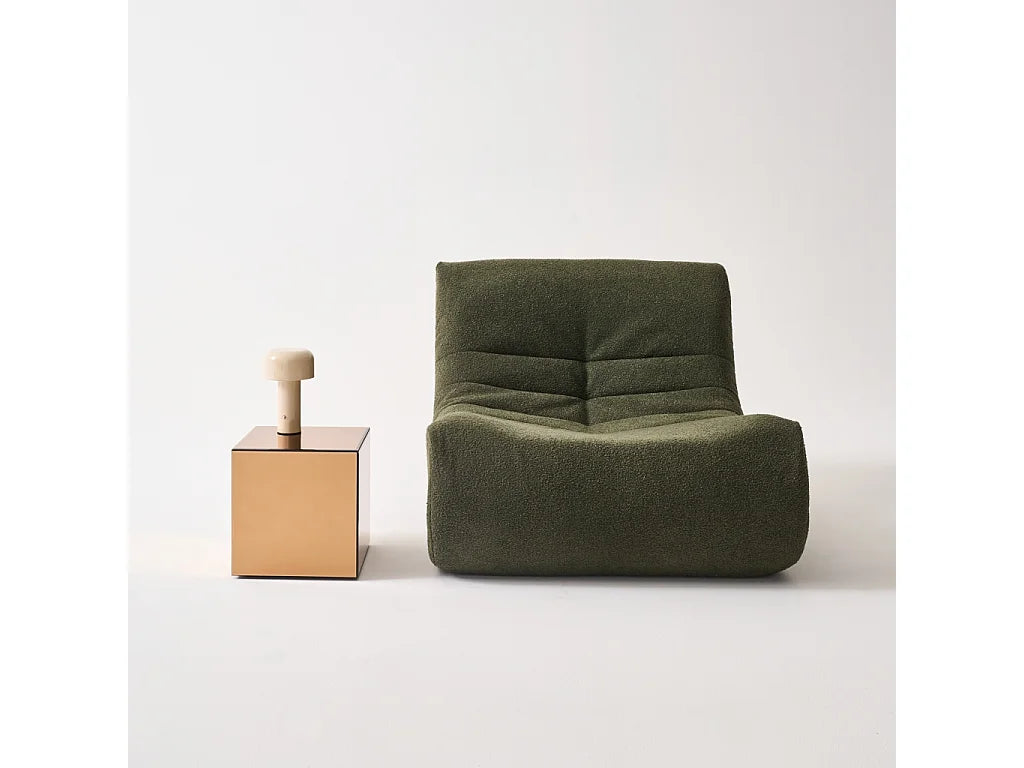 Bout de canapé cube en verre miroir ambré – REFLET