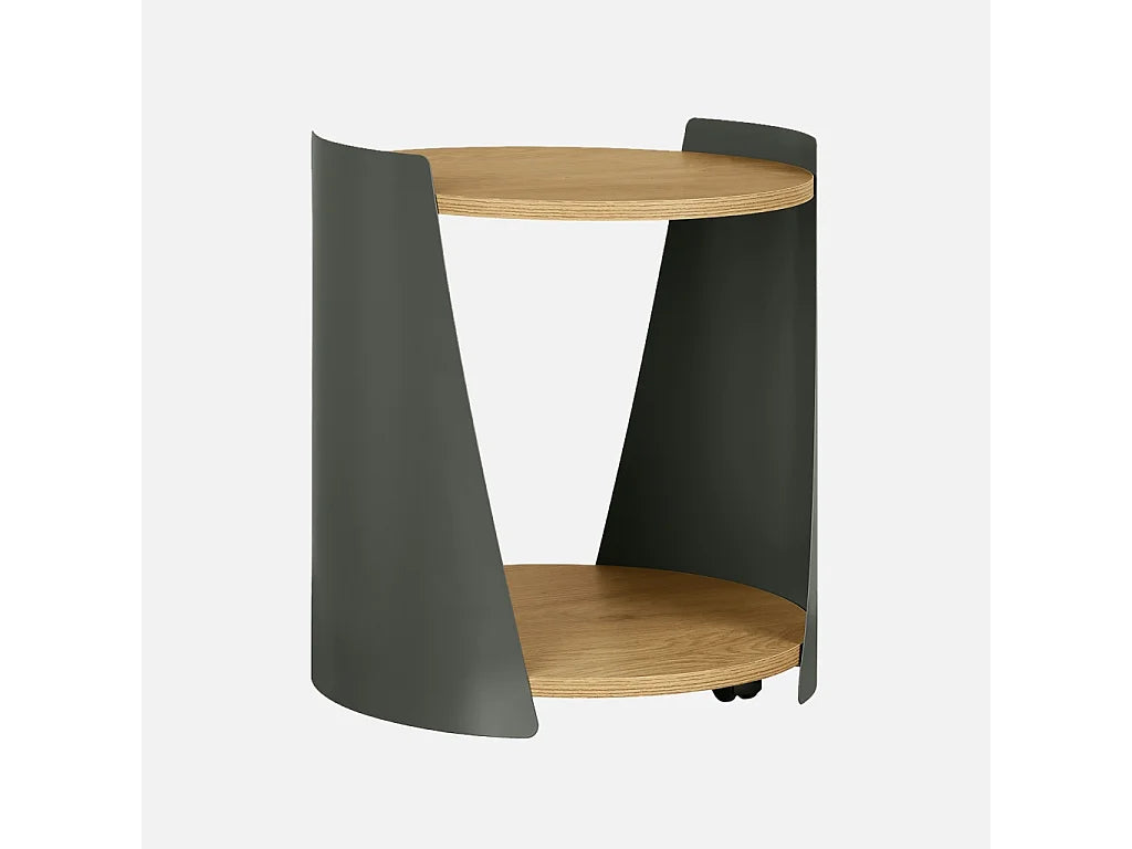 Bout de canapé métal courbé décor bois vert – VERDO
