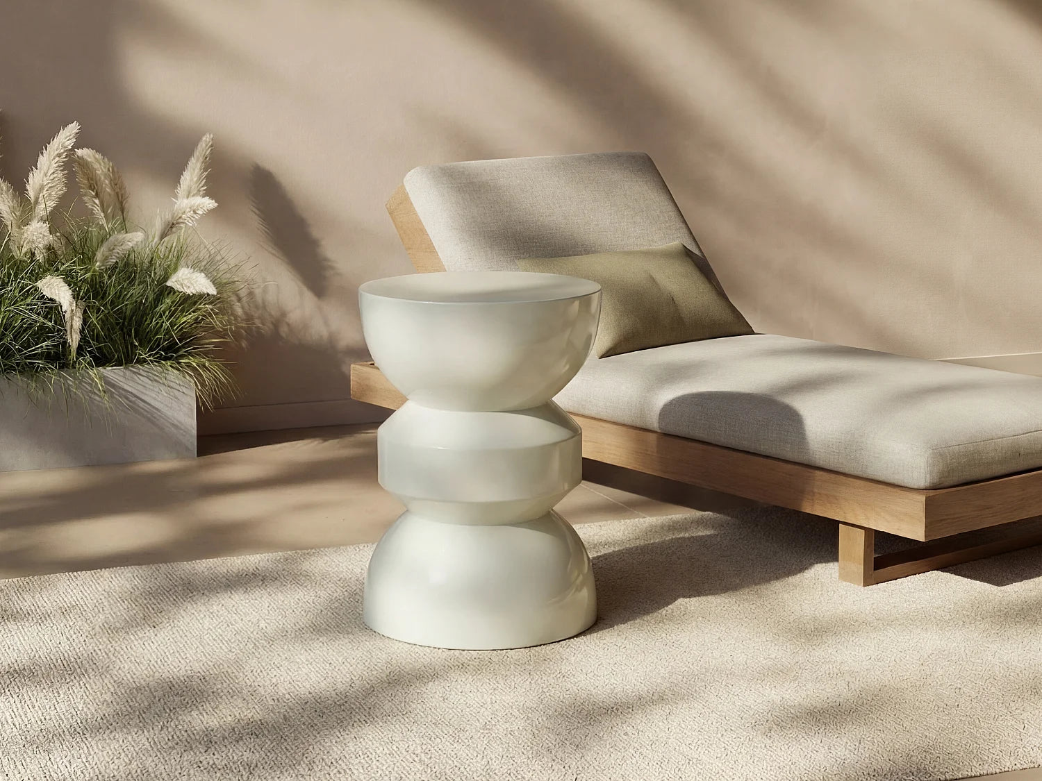 Bout de canapé en métal blanc pour extérieur – NEVIO