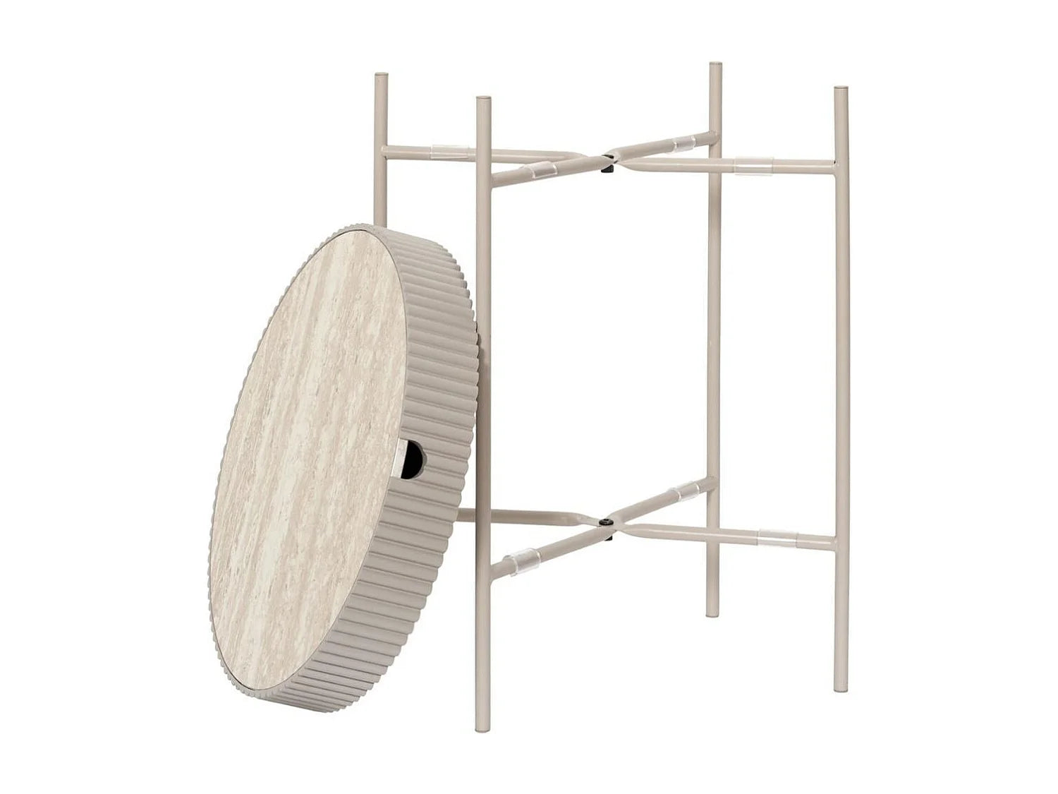 Bout de canapé aspect pierre beige et métal laqué – SHANON