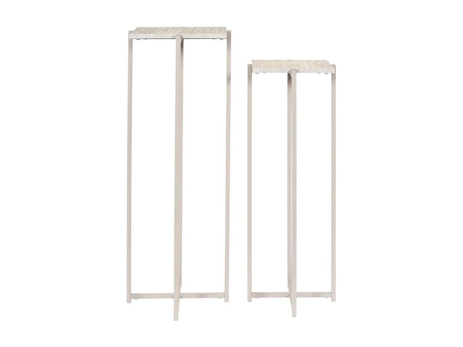 Bout de canapé gigogne métal beige aspect pierre – SHELDA