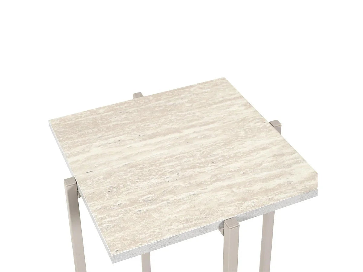 Bout de canapé gigogne métal beige aspect pierre – SHELDA