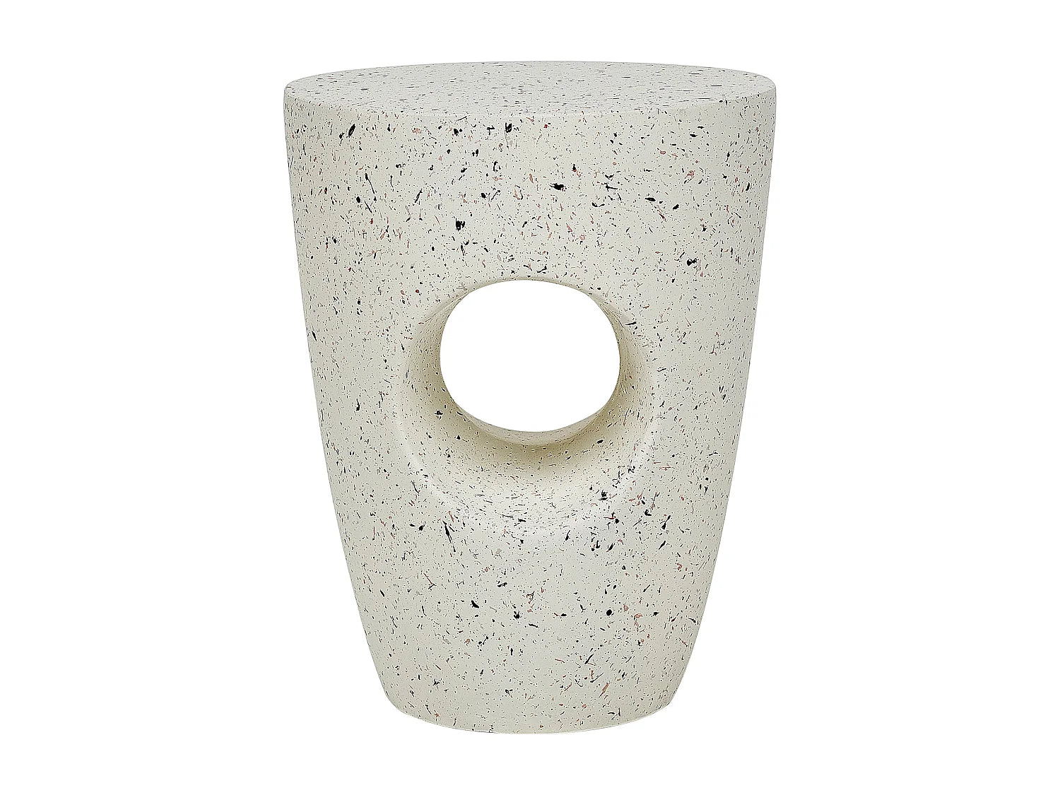 Bout de canapé rond effet terrazzo blanc cassé – TERRAZA