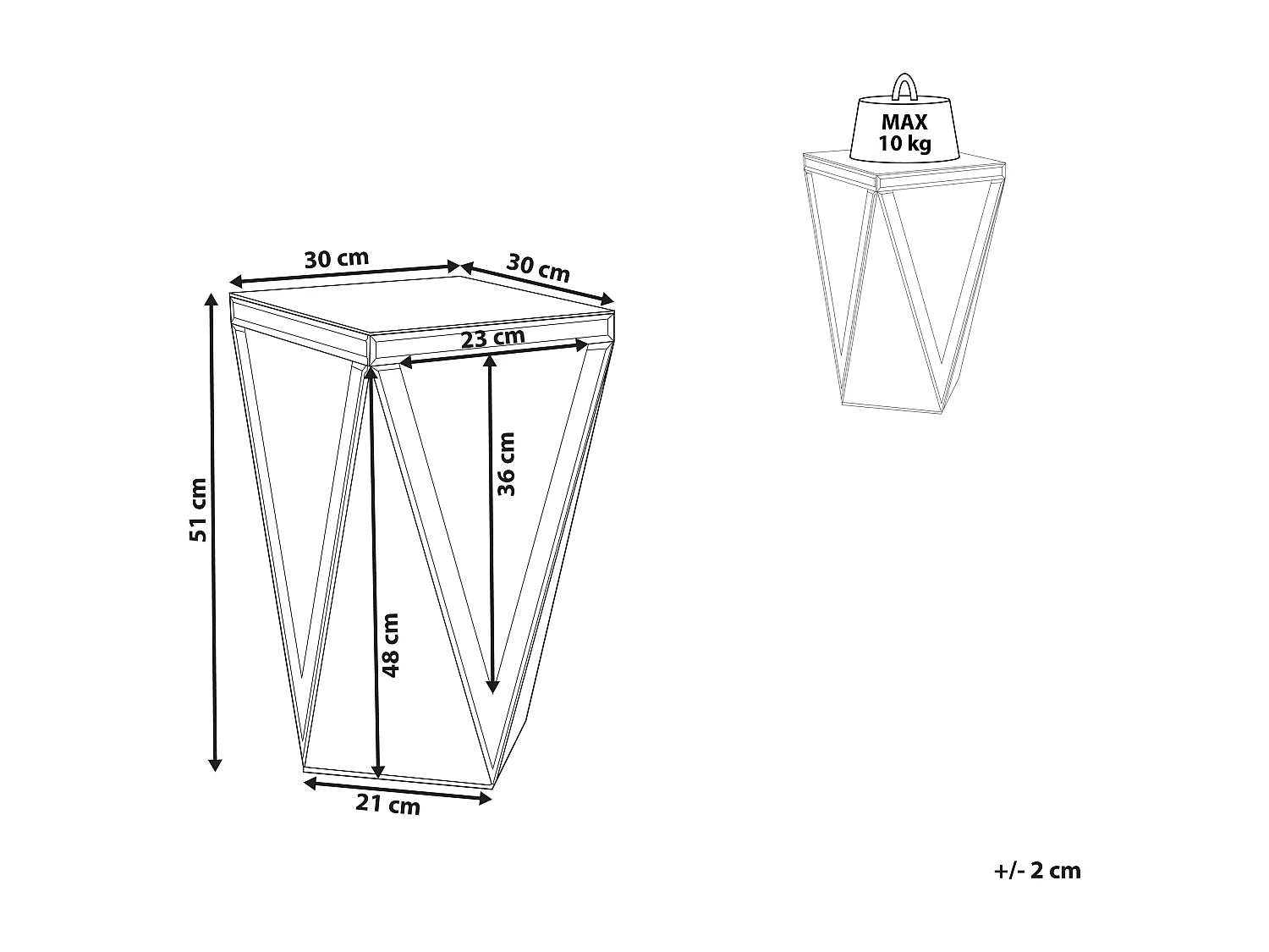 Bout de canapé carré en verre miroir argenté – LUMEA