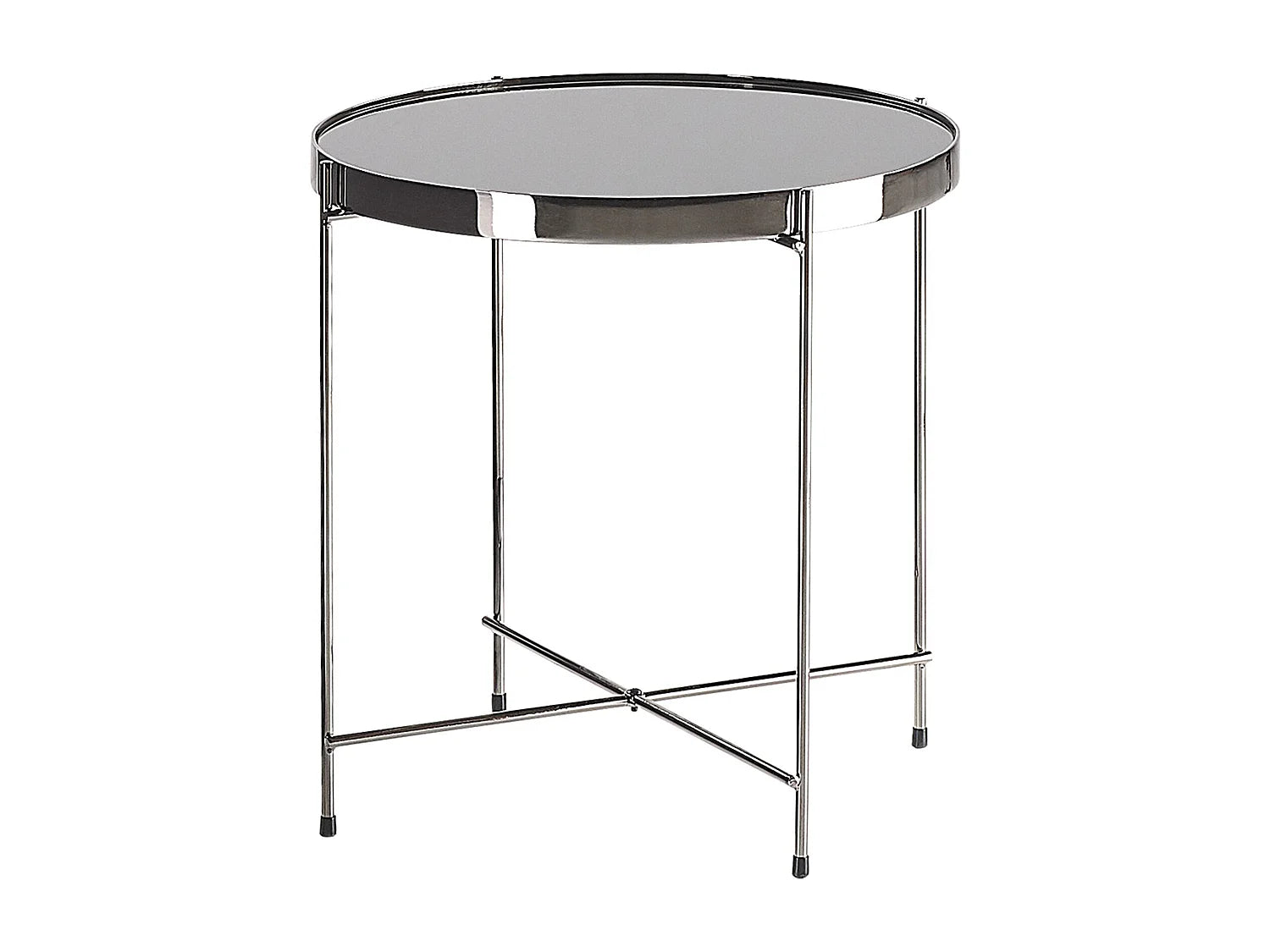 Bout de canapé rond en verre noir et métal – ONYXE