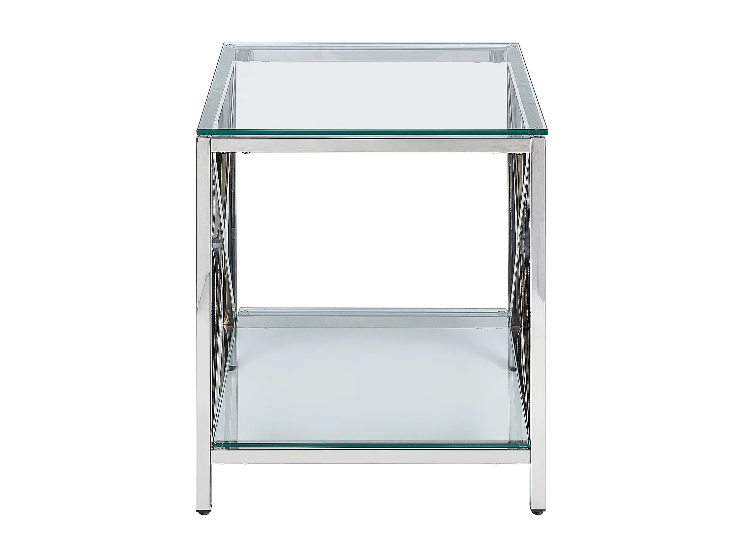 Bout de canapé carré en verre argenté – AUDET