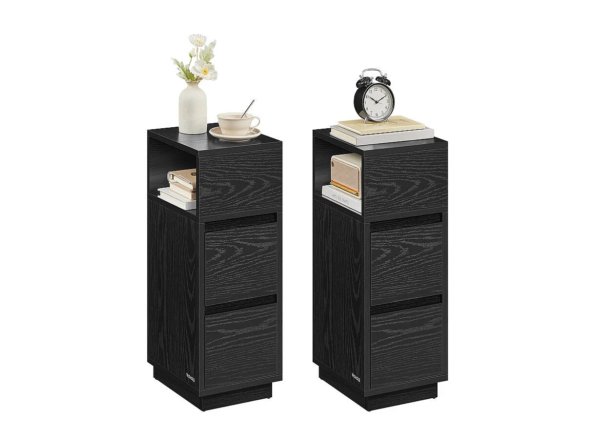 Bout de canapé étroit avec tiroirs noir – NOCTURNE