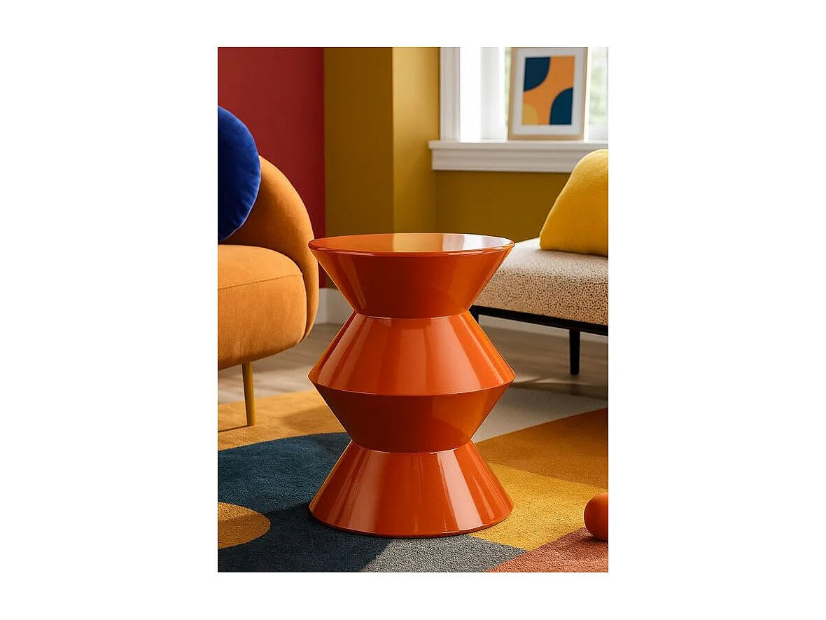 Bout de canapé géométrique orange brillant – SOLIS