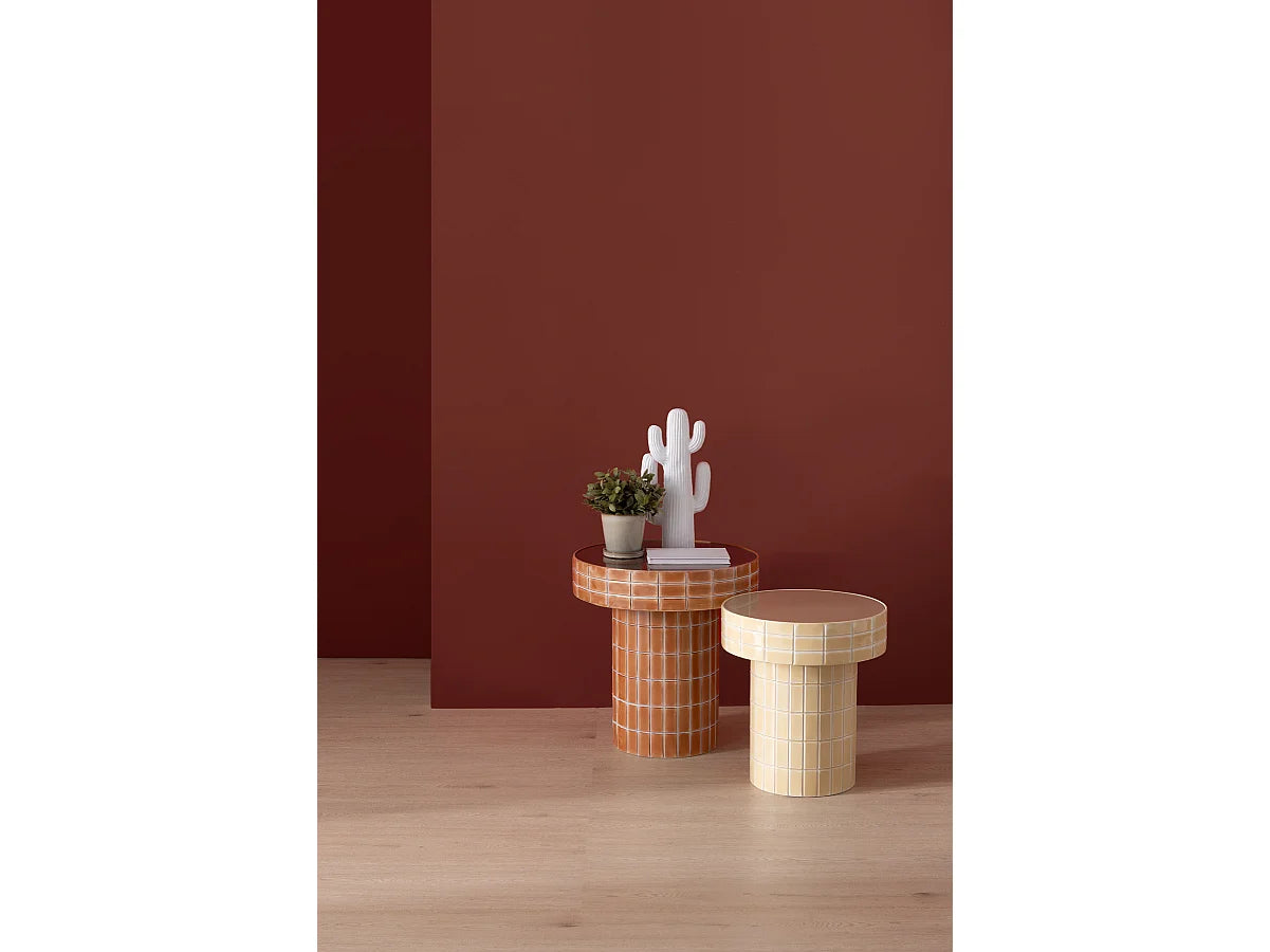 Bout de canapé verre et métal terracotta – TERRÉO