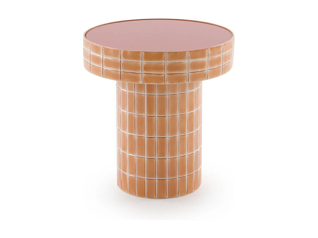 Bout de canapé verre et métal terracotta – TERRÉO