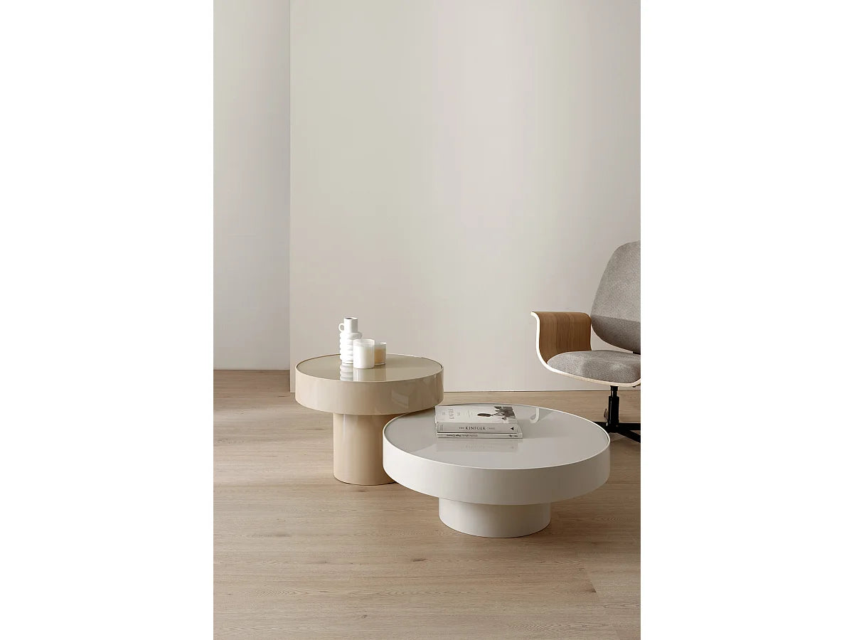 Bout de canapé verre crème et métal – LUMINA
