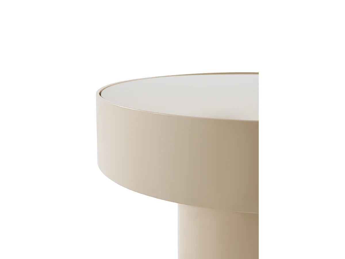 Bout de canapé en verre et métal beige – LUMINA