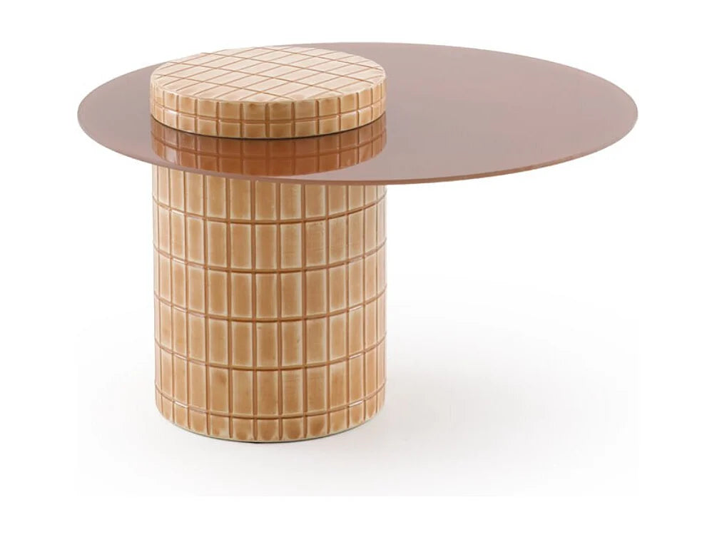 Bout de canapé en métal et verre terracotta – SIENNE