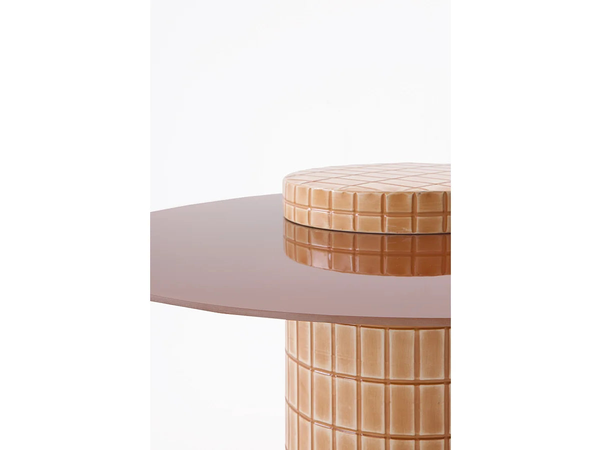 Bout de canapé en métal et verre terracotta – SIENNE
