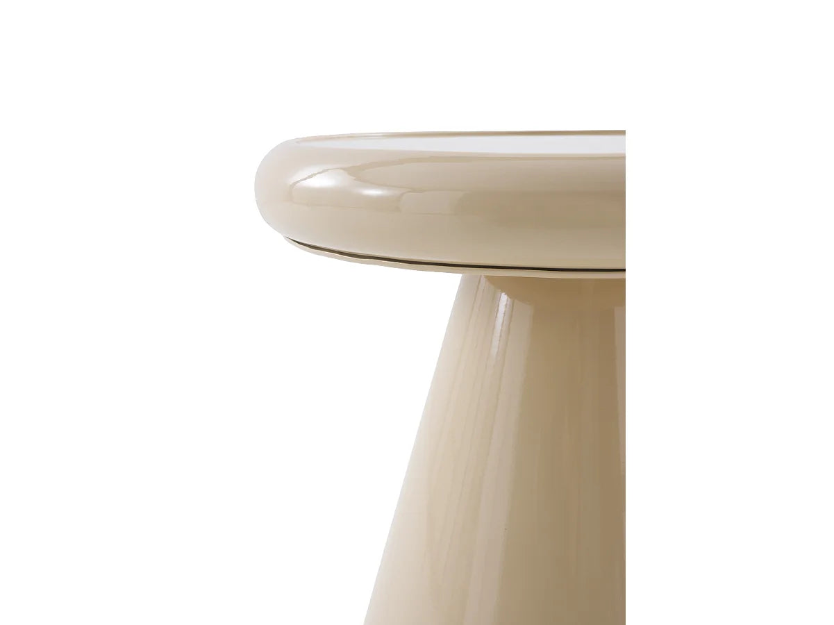 Bout de canapé conique plateau verre beige – AUBEL
