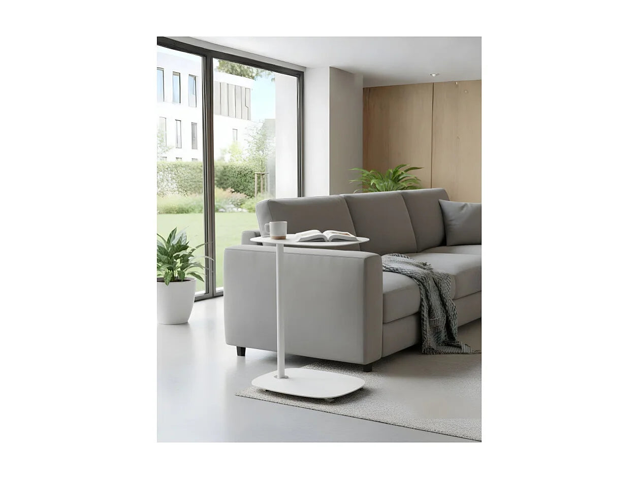 Bout de canapé à roulettes blanc scandinave – NORVI