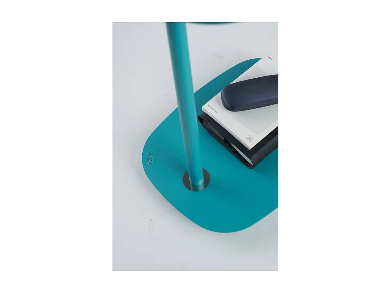 Bout de canapé à roulettes en inox turquoise – NEVIO