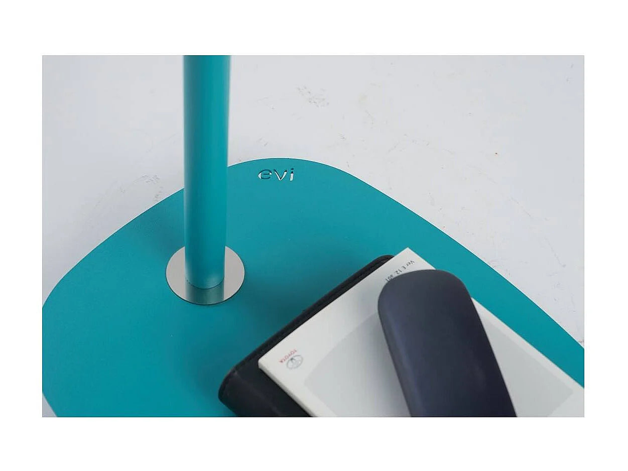 Bout de canapé à roulettes en inox turquoise – NEVIO