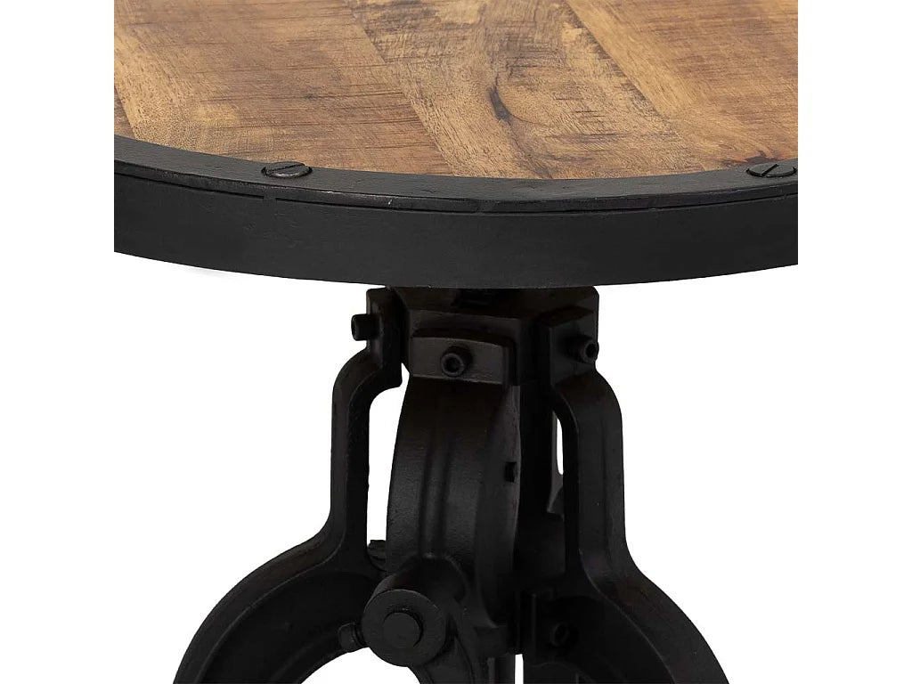 Bout de canapé rond en bois naturel foncé – TRONCO