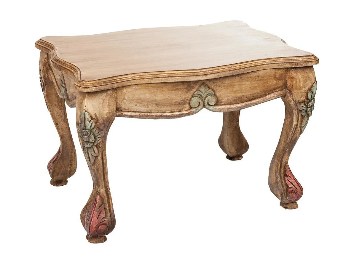 Bout de canapé en bois sculpté marron artisanal – BRINDILLE