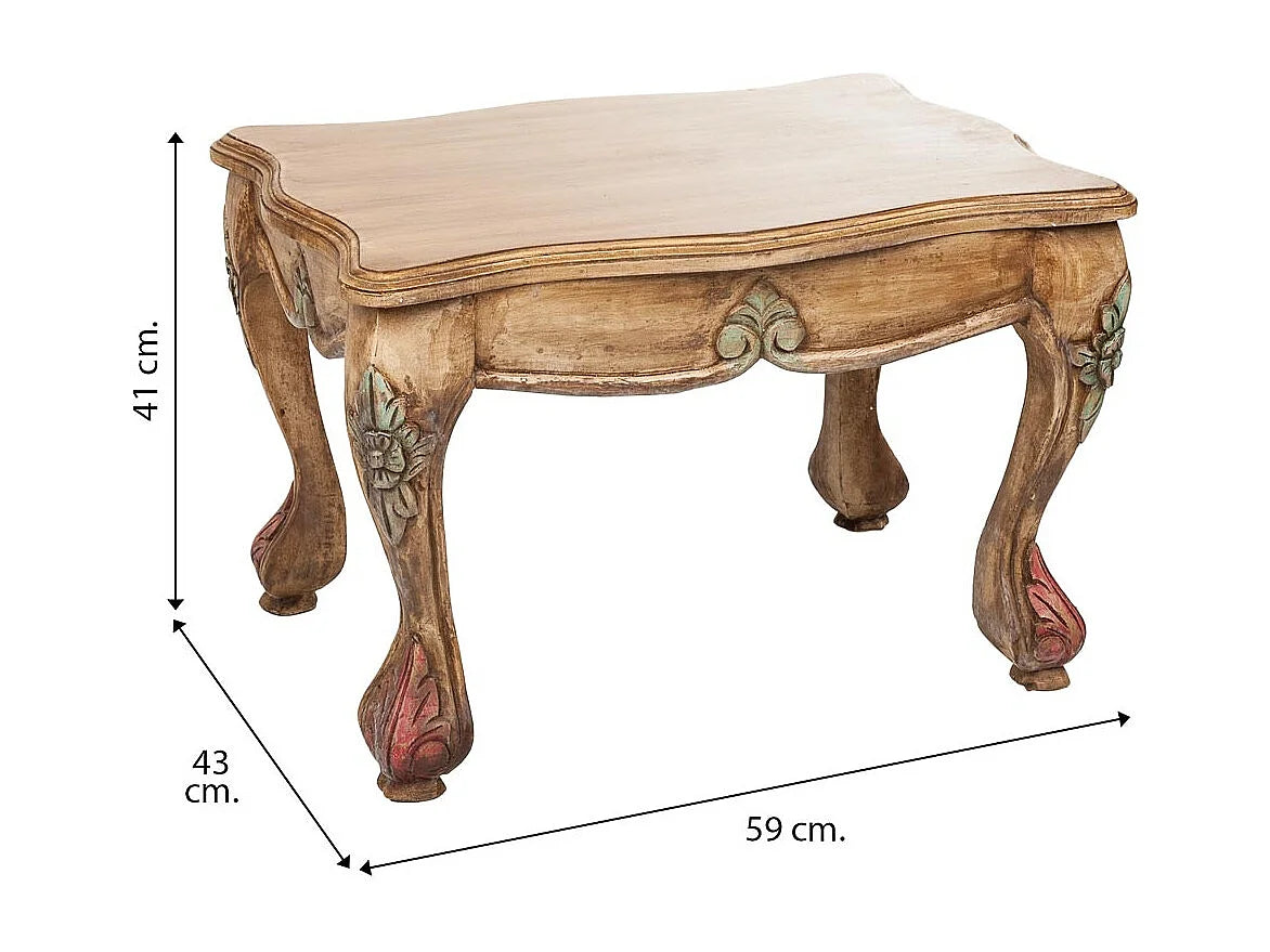 Bout de canapé en bois sculpté marron artisanal – BRINDILLE