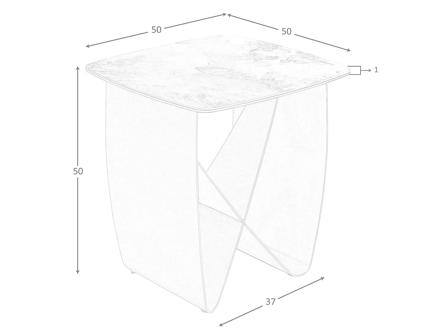 Bout de canapé carré marbre porcelaine et acier taupe – TERRA