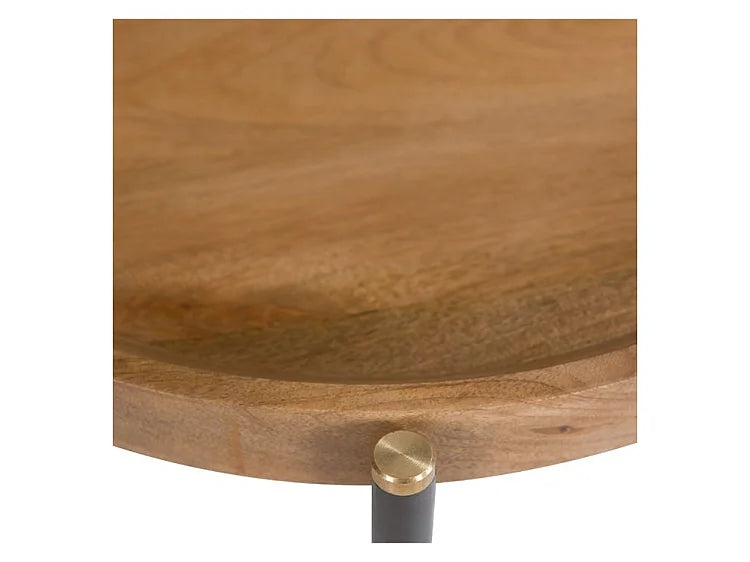 Bout de canapé rond en bois de manguier – ETHNA