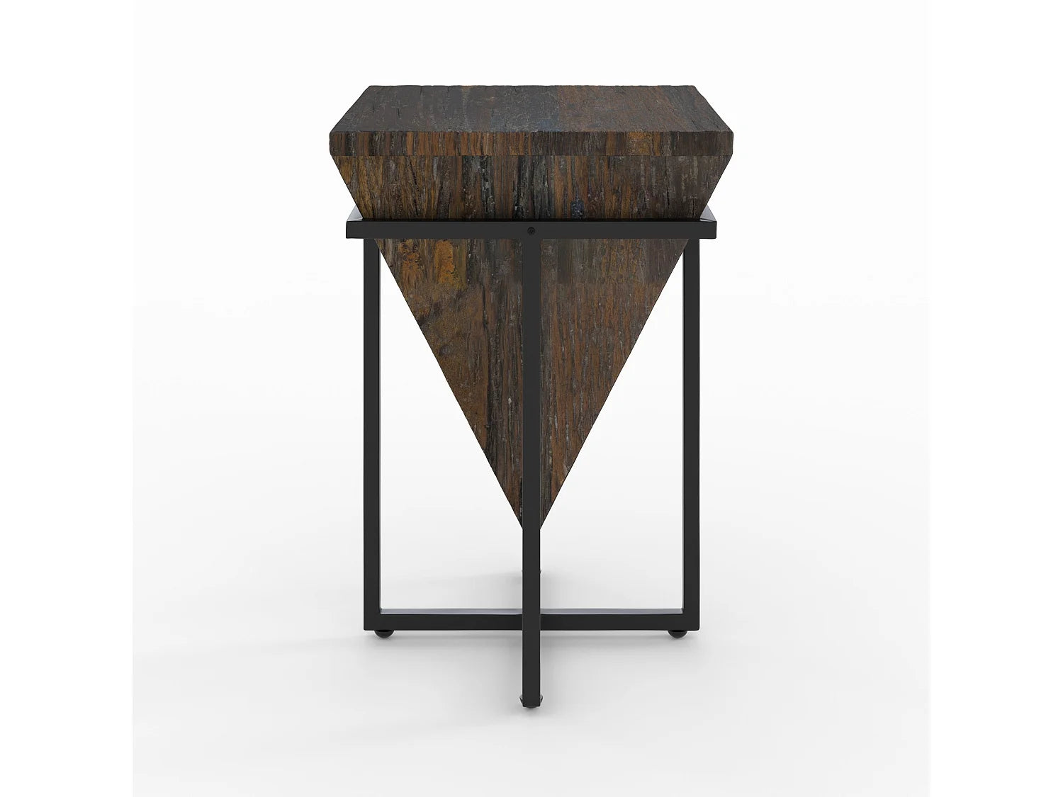 Bout de canapé carré en bois recyclé et métal marron – RAILA