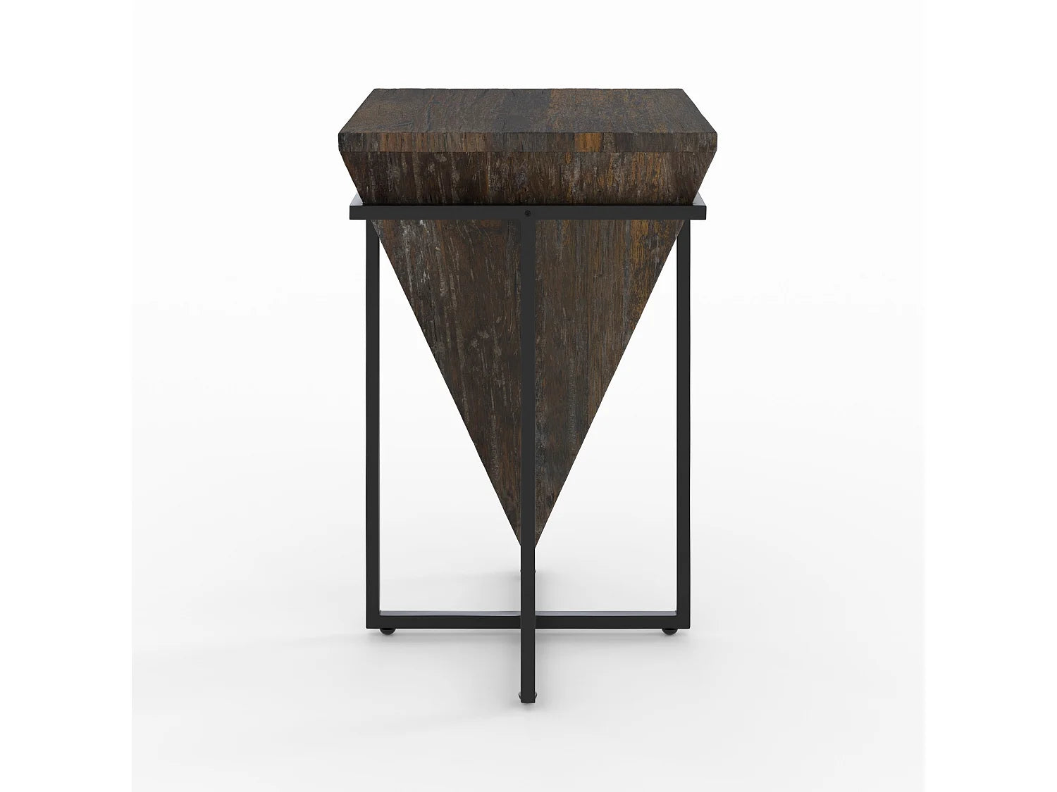 Bout de canapé carré bois recyclé et métal marron – TRAVA