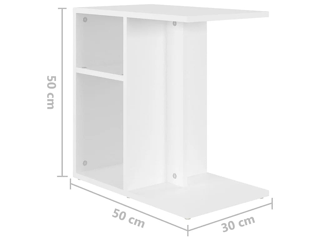 Bout de canapé en bois blanc avec rangement – NIVELA