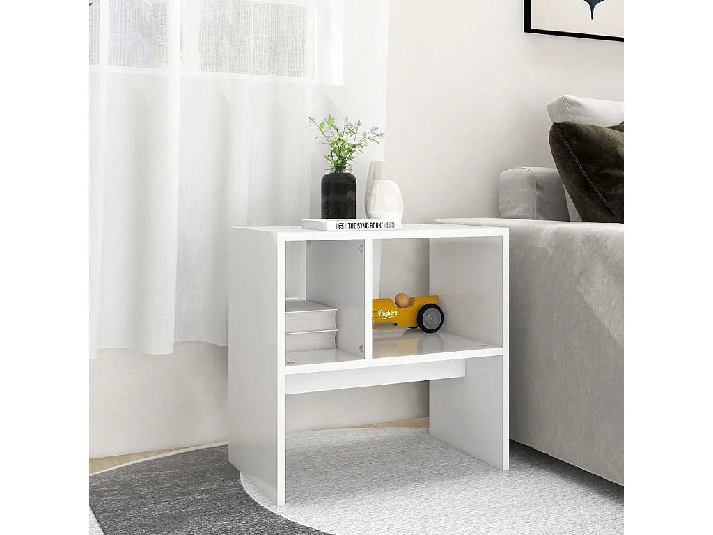 Bout de canapé en bois blanc avec rangement – NIVELA