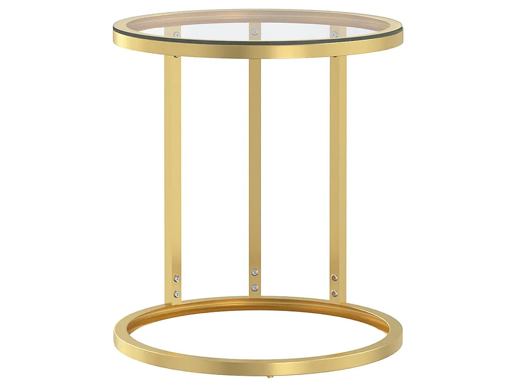 Bout de canapé verre trempé doré et transparent – AURENA