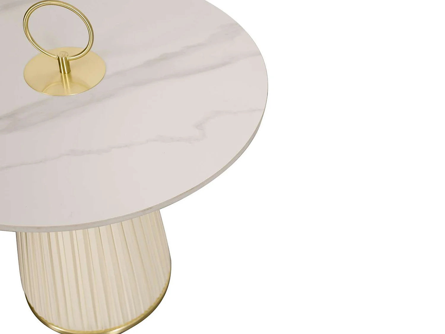 Bout de canapé rond marbre blanc et doré – MODIG