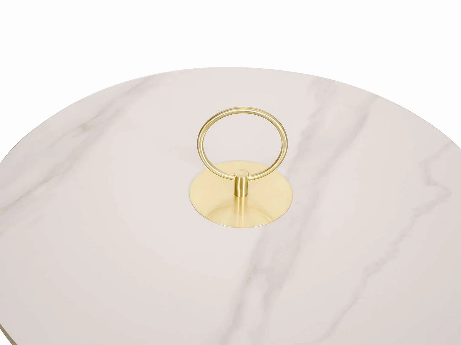 Bout de canapé rond marbre blanc et doré – MODIG