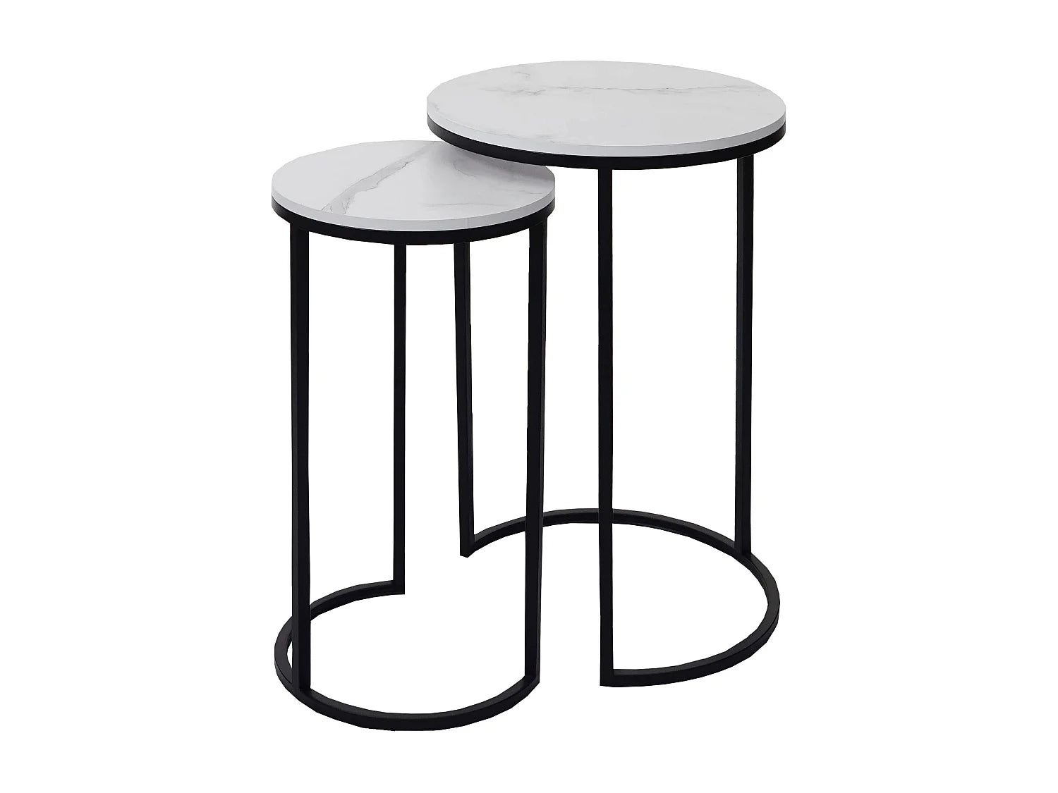 Bout de canapé lot de 2 effet marbre blanc et noir – GIGORA