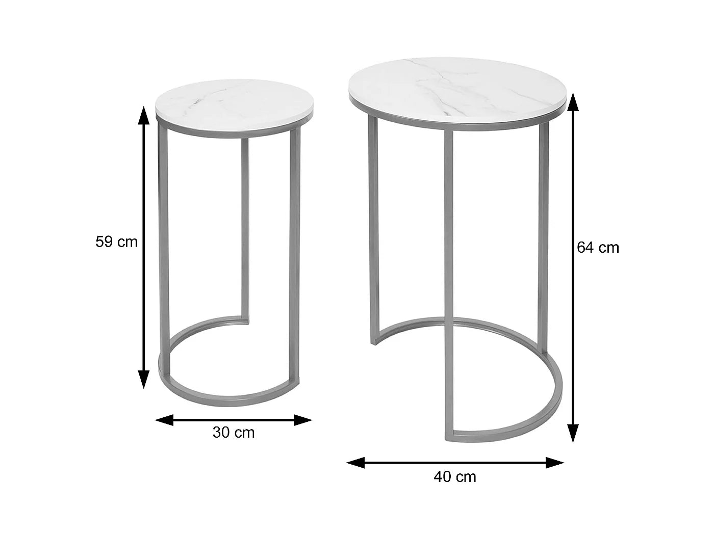 Bout de canapé lot de 2 effet marbre blanc et noir – GIGORA