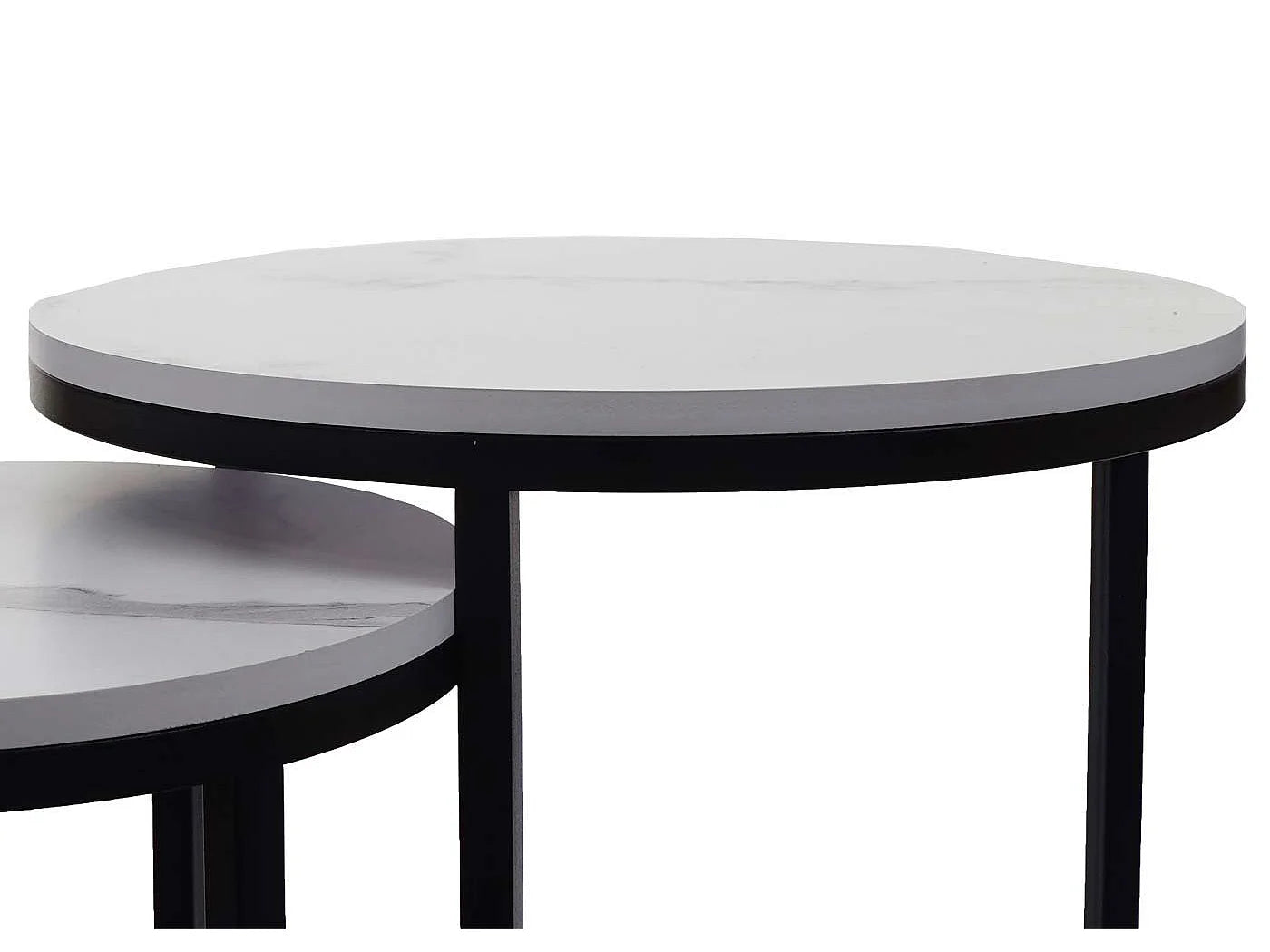 Bout de canapé lot de 2 effet marbre blanc et noir – GIGORA