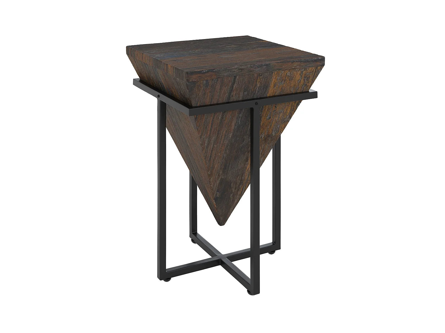 Bout de canapé carré en bois recyclé et métal marron – RAILA