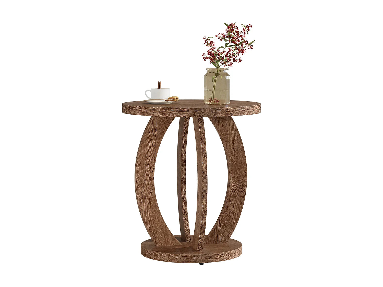 Bout de canapé rond en bois marron avec rangement – CAMPA