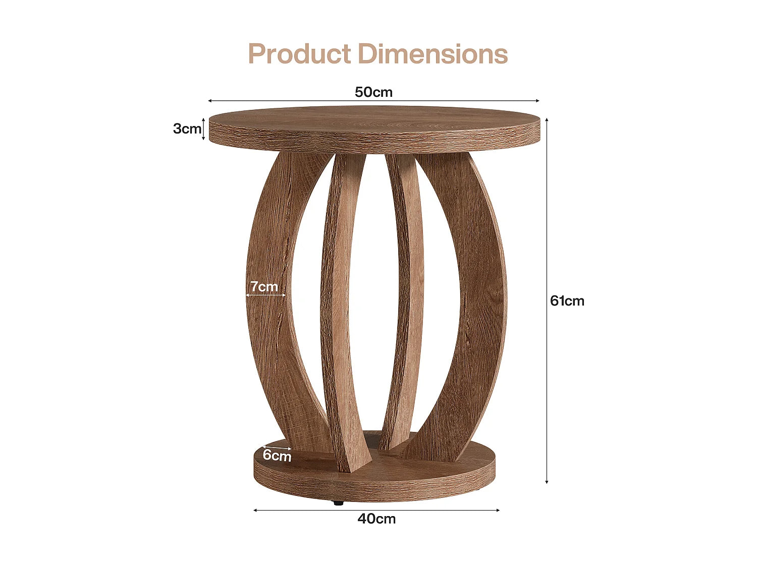 Bout de canapé rond en bois marron avec rangement – CAMPA