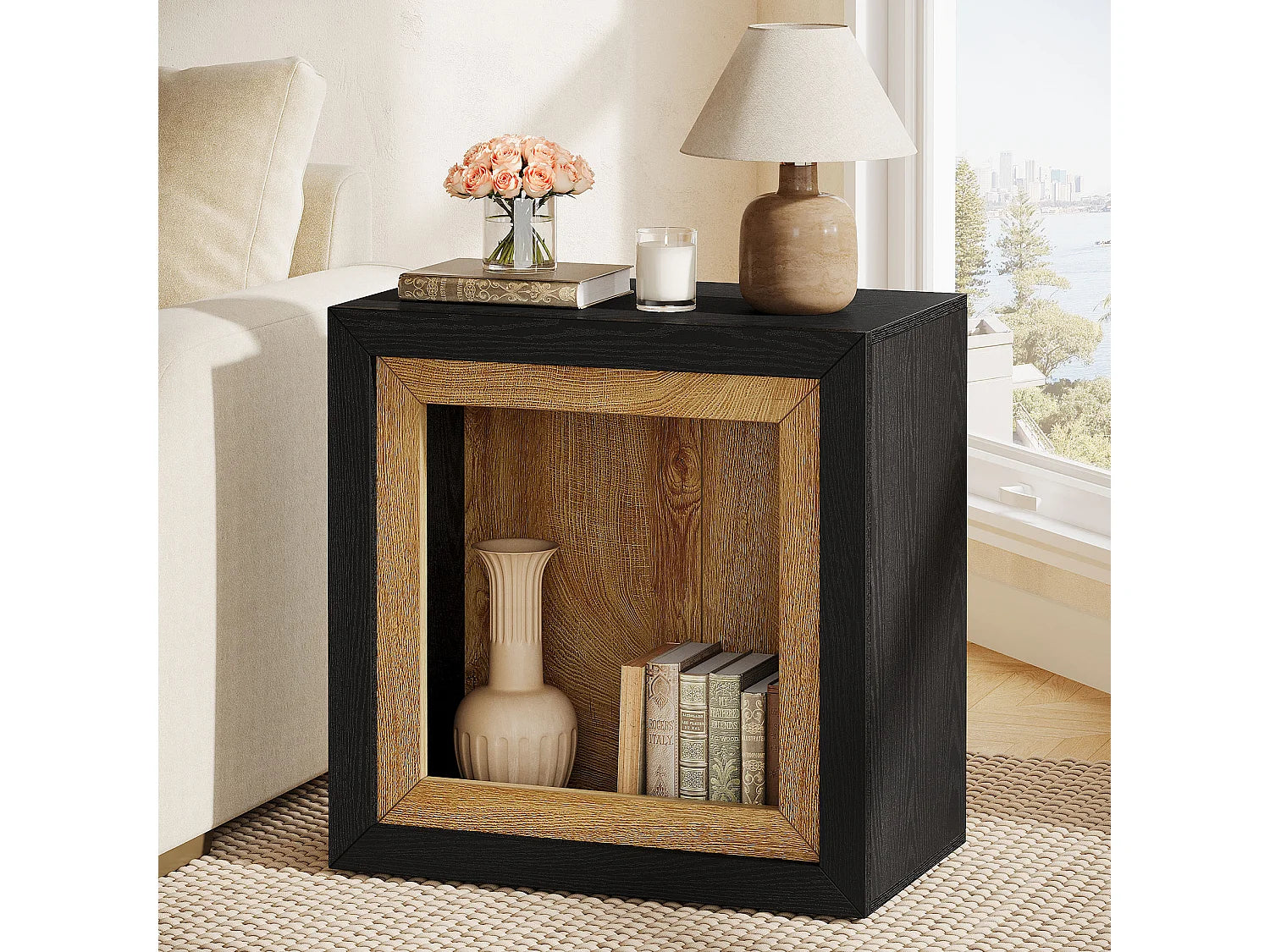 Bout de canapé cube rectangulaire noir – CADRA