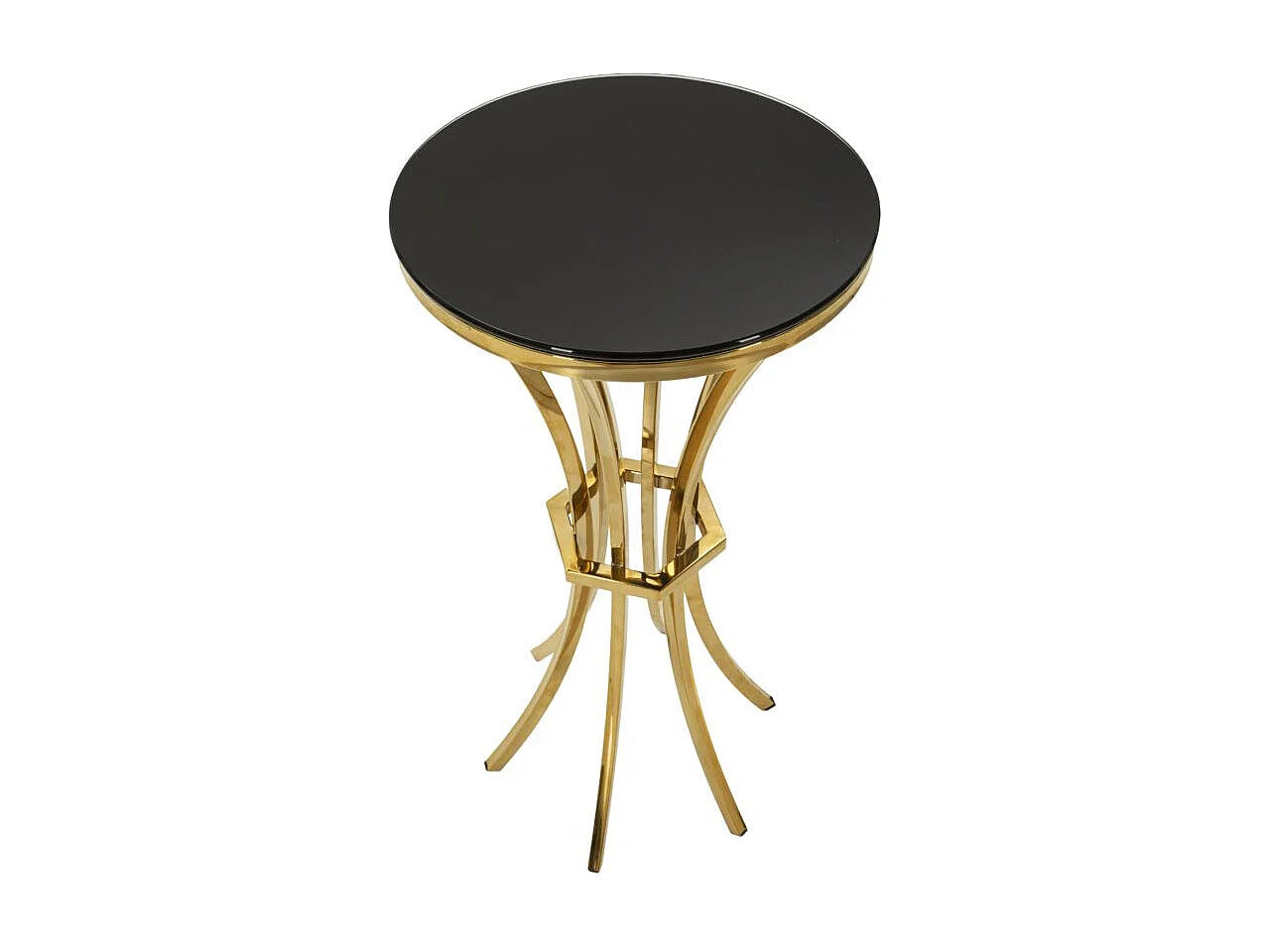 Bout de canapé rond en verre noir et or – SLATE