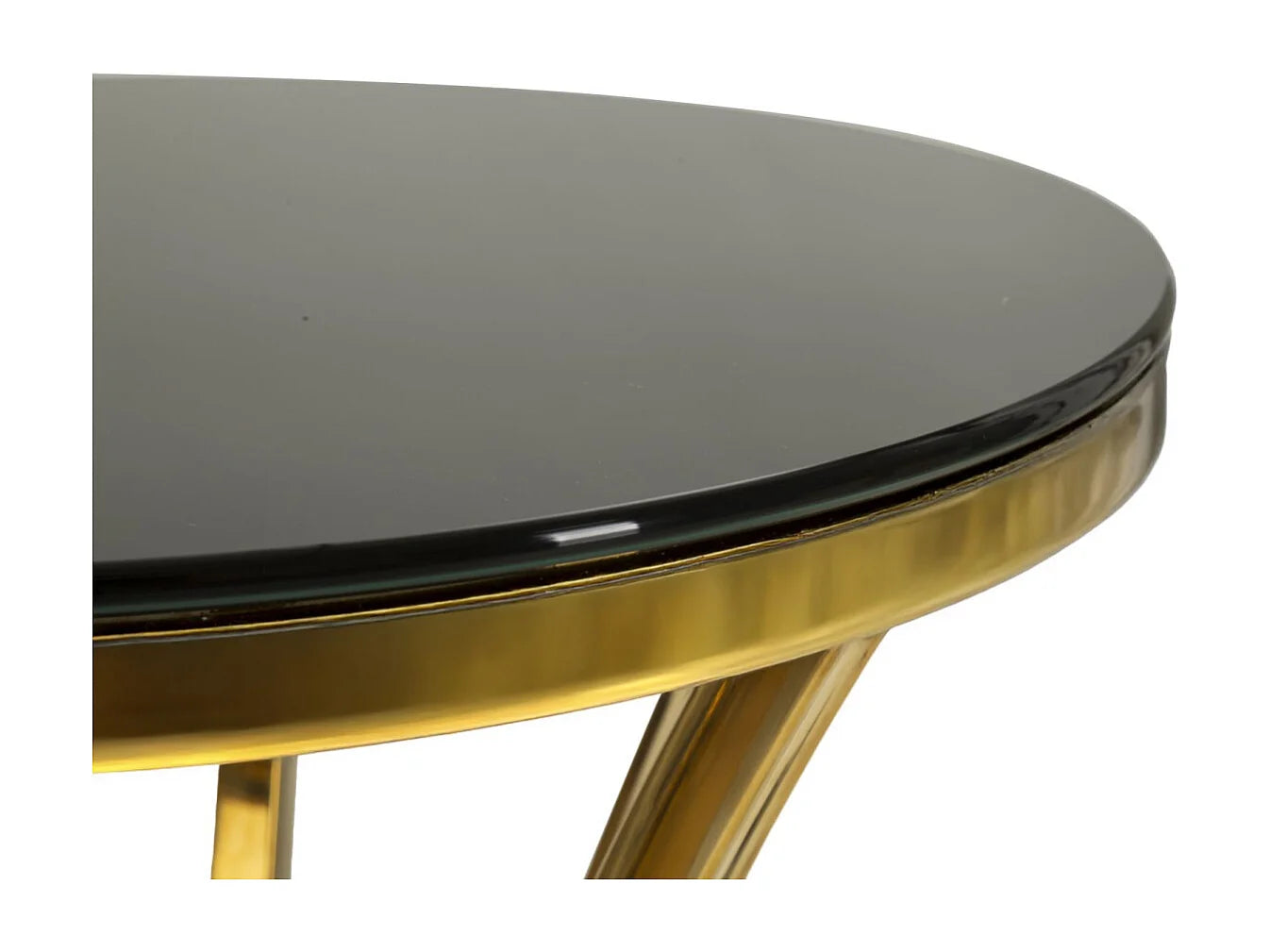 Bout de canapé rond en verre noir et or – SLATE