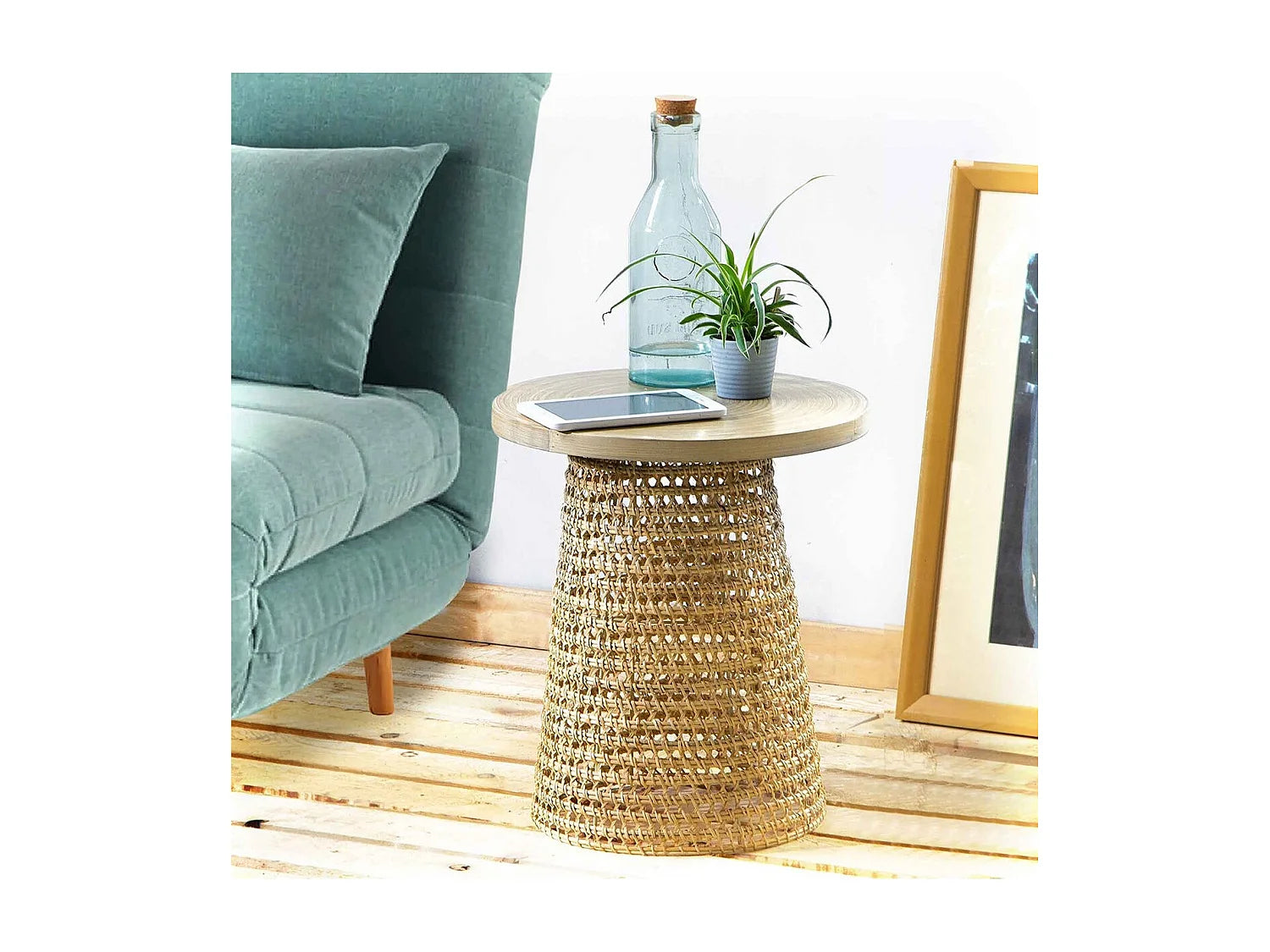 Bout de canapé carré en rotin naturel – KAYU
