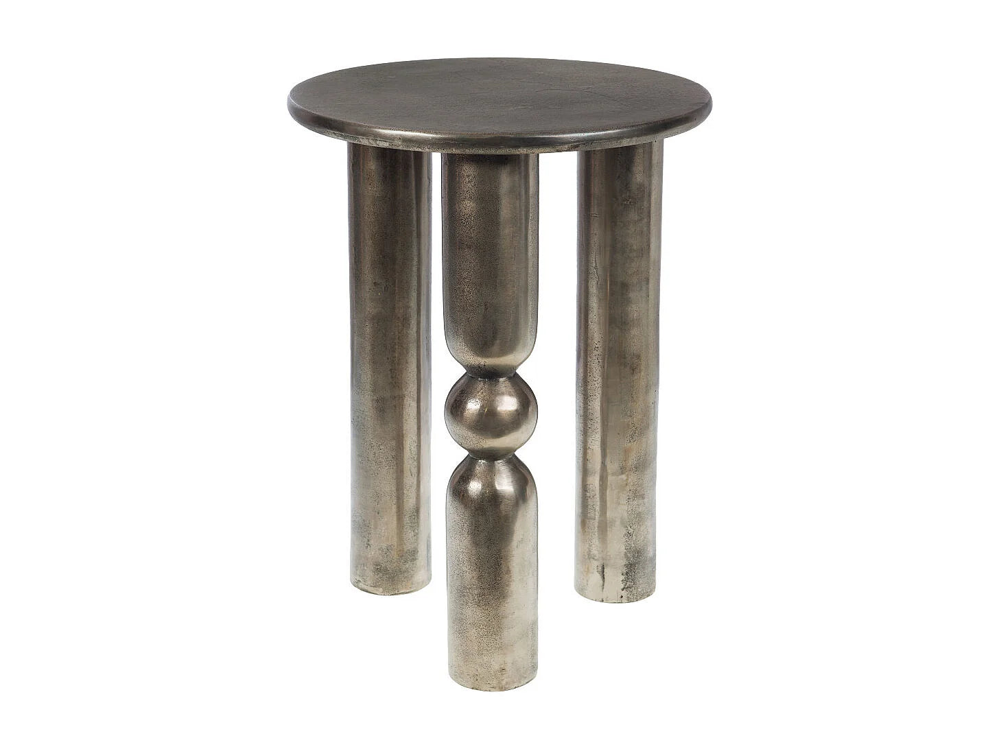 Bout de canapé rond en aluminium argenté – ASTRA