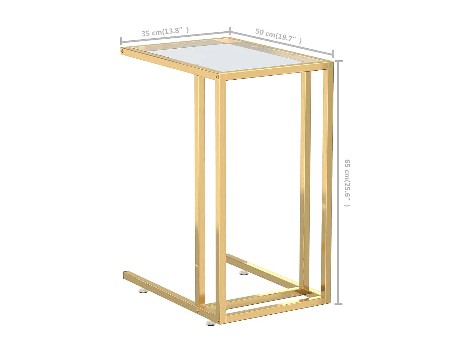 Bout de canapé en verre trempé transparent et or – LUMIO